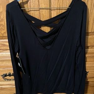 Black L/S Top with Lattice Back M